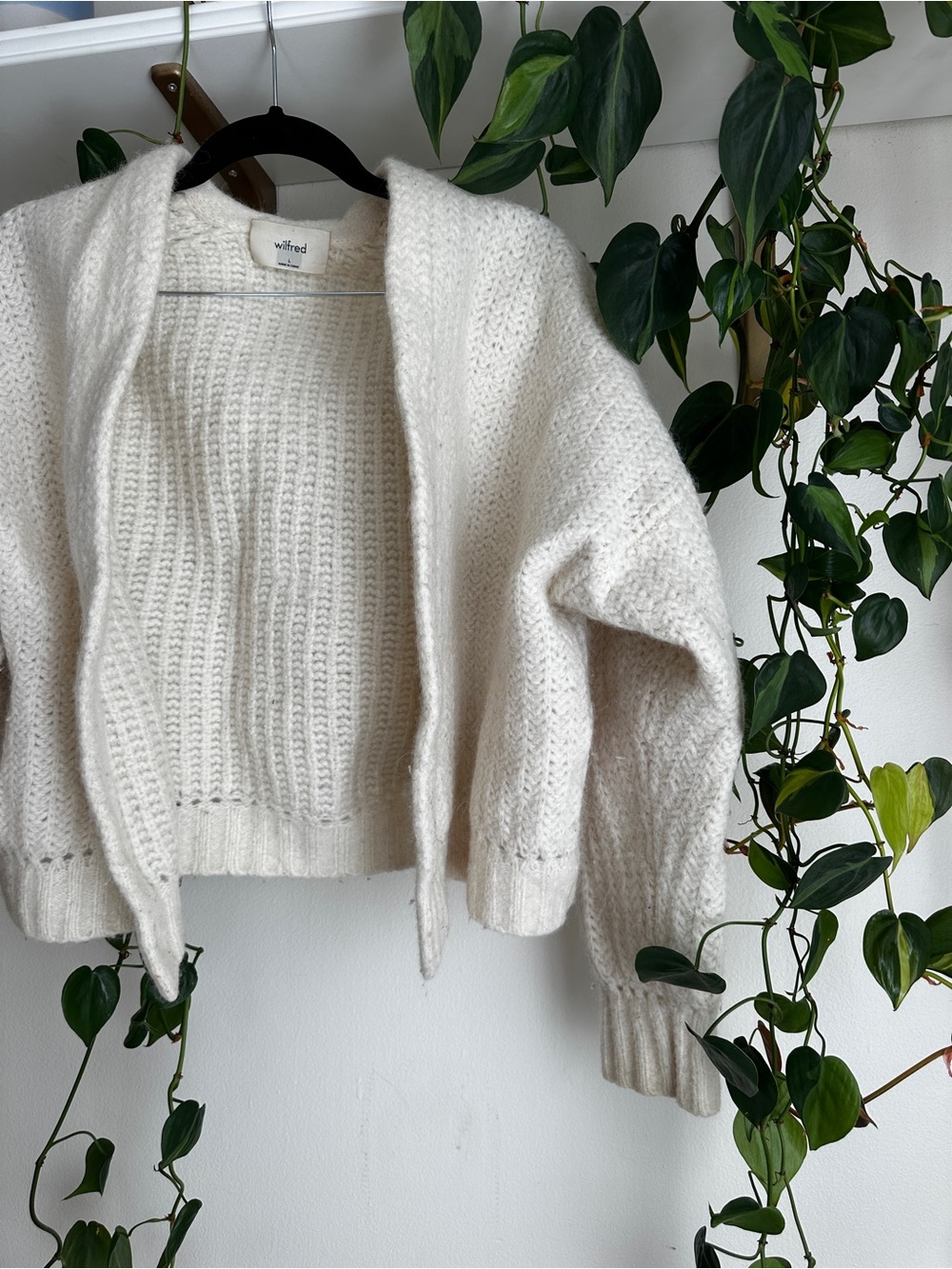 Wilfred Ivory Open-Front Chunky Knit Cardigan